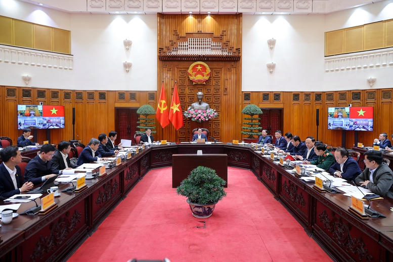 Thủ tướng Phạm Minh Ch&iacute;nh chủ tr&igrave; cuộc họp của Thường trực Ch&iacute;nh phủ về c&ocirc;ng t&aacute;c chuẩn bị tổ chức lễ khởi c&ocirc;ng, kh&aacute;nh th&agrave;nh, th&ocirc;ng xe kỹ thuật c&aacute;c c&ocirc;ng tr&igrave;nh, dự &aacute;n ch&agrave;o mừng Đại hội đại biểu to&agrave;n quốc lần thứ XIV của Đảng - Ảnh: VGP/Nhật Bắc