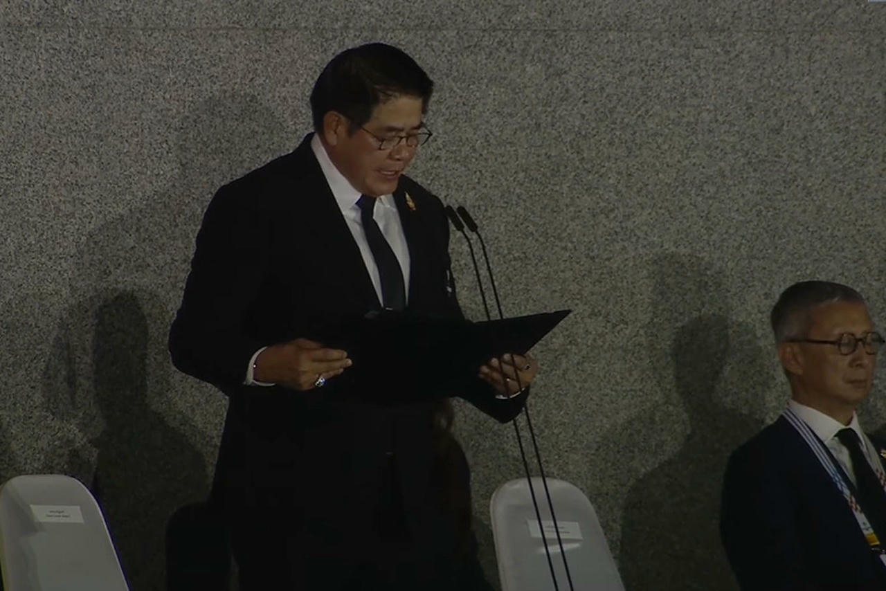 Ph&oacute; thủ tướng Th&aacute;i Lan Thamanat Prompow ph&aacute;t biểu bế mạc SEA Games 33. (Ảnh chụp m&agrave;n h&igrave;nh)