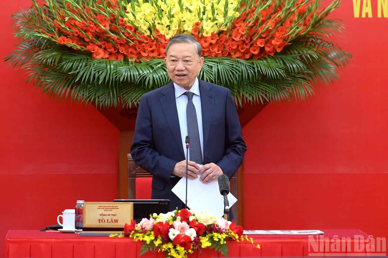 Tổng B&iacute; thư T&ocirc; L&acirc;m ph&aacute;t biểu chỉ đạo Hội nghị. Ảnh: nhandan.vn