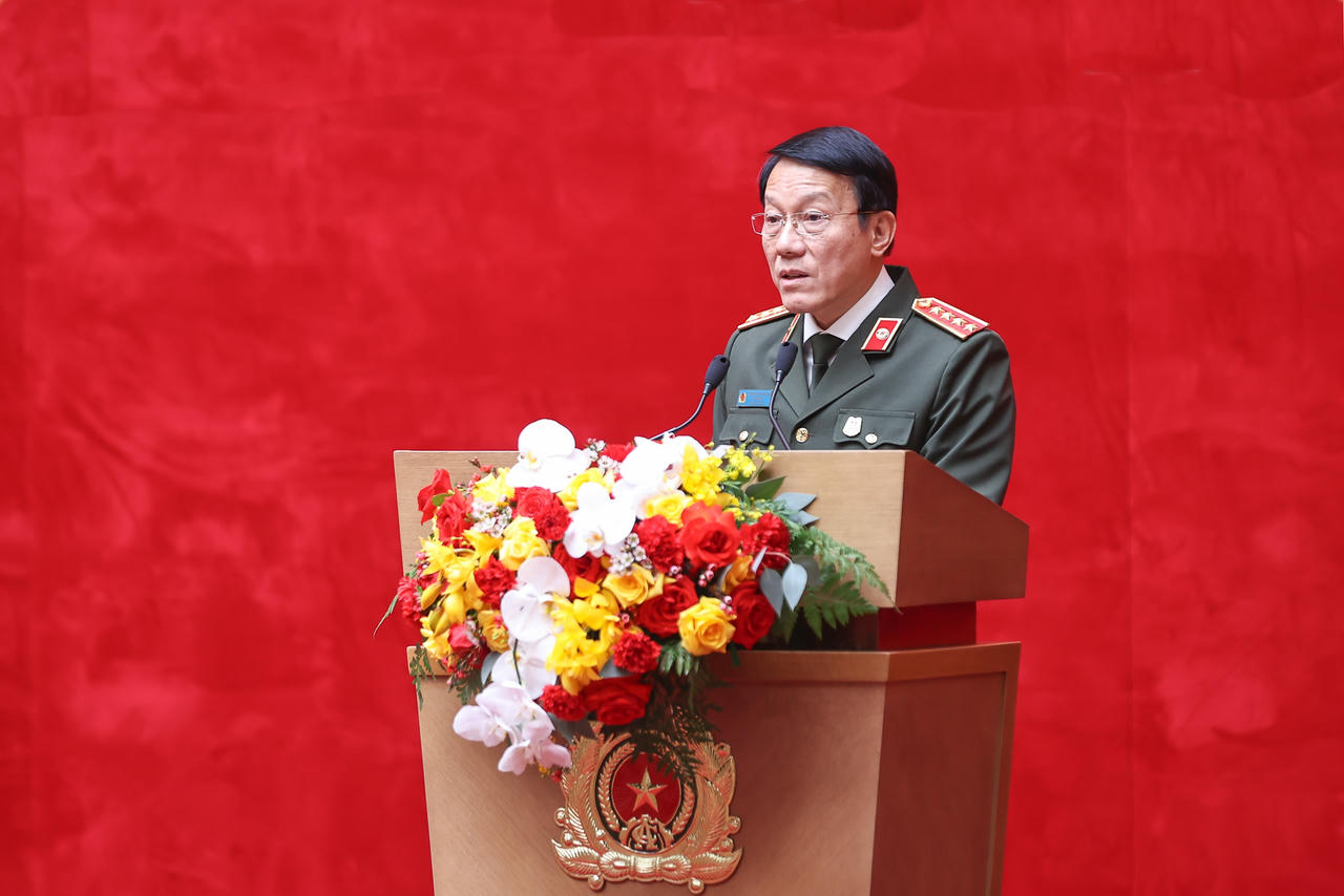 Bộ trưởng Bộ C&ocirc;ng an, Đại tướng Lương Tam Quang ph&aacute;t biểu tại Hội nghị - Ảnh: VGP/Nhật Bắc