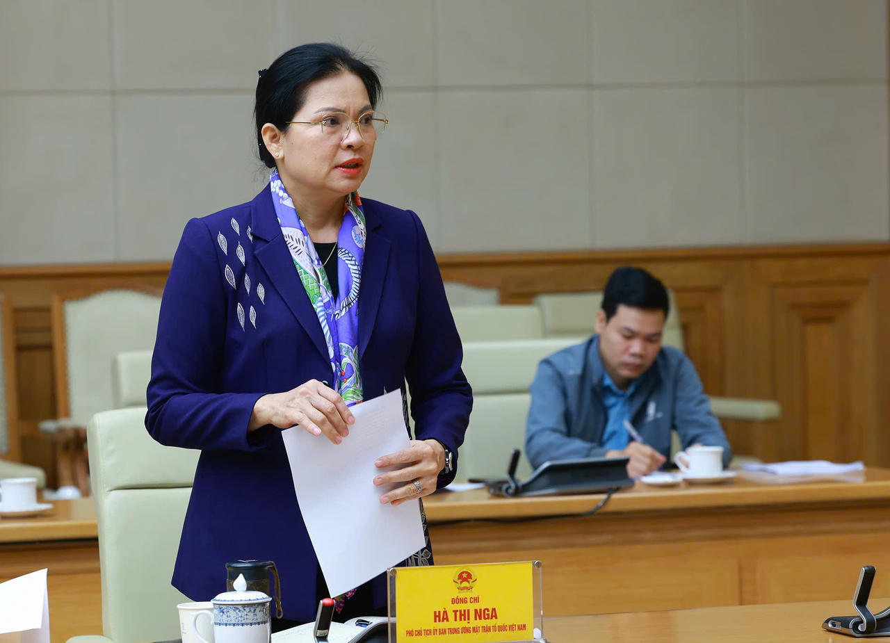 B&agrave; H&agrave; Thị Nga, Ph&oacute; Chủ tịch Ủy ban Trung ương Mặt trận Tổ quốc Việt Nam ph&aacute;t biểu - Ảnh: VGP/Nhật Bắc