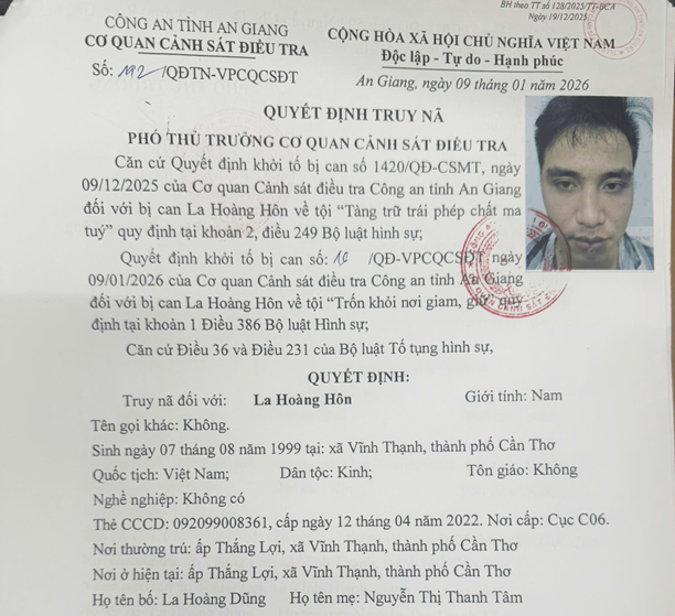 Truy nã 4 đối tượng trốn khỏi nơi giam giữ