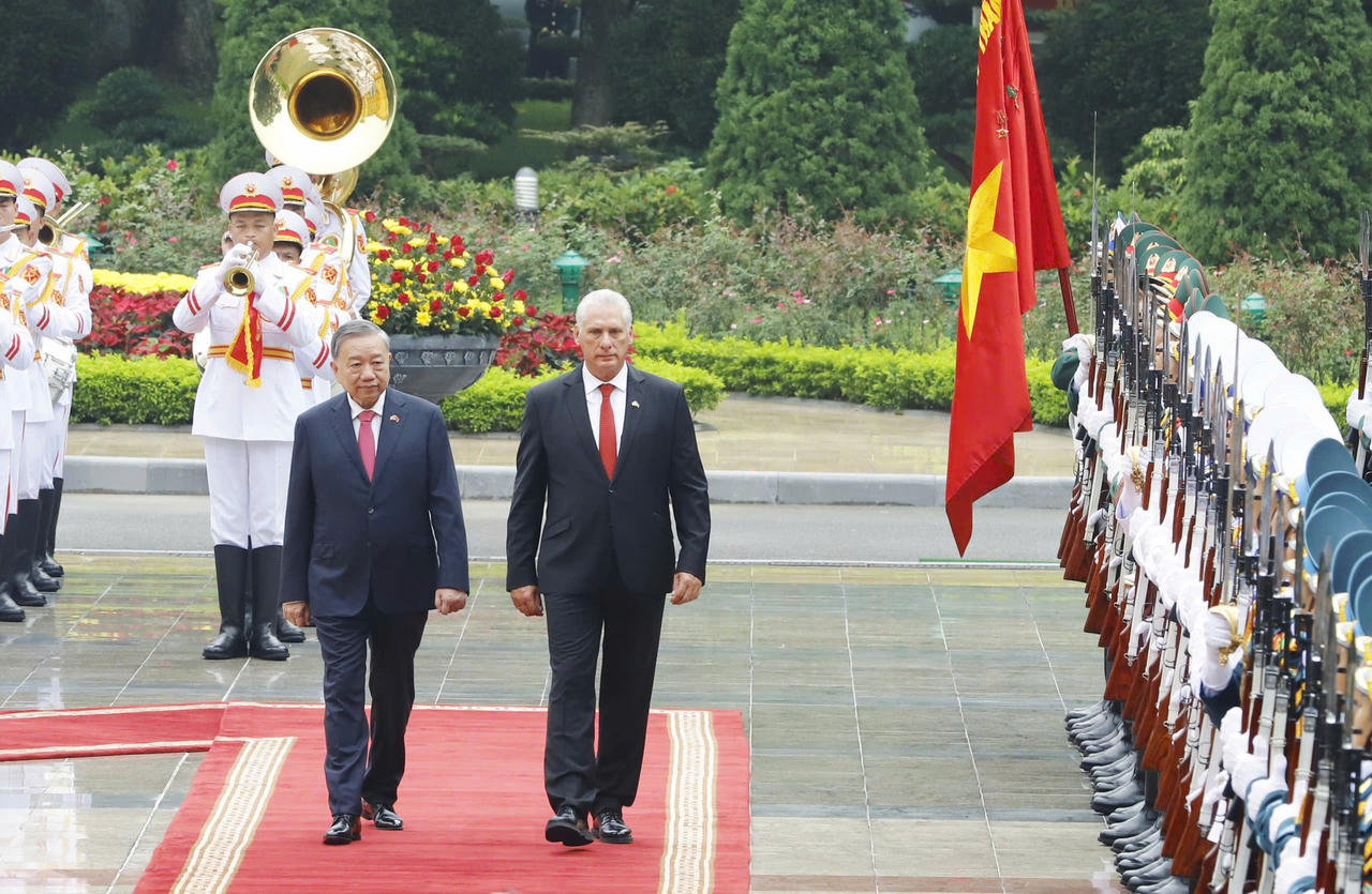 Tổng Bí thư Tô Lâm chủ trì Lễ đón trọng thể Bí thư thứ nhất, Chủ tịch nước Cộng hòa Cuba Miguel Díaz-Canel Bermúdez thăm cấp nhà nước đến Việt Nam năm 2025.
