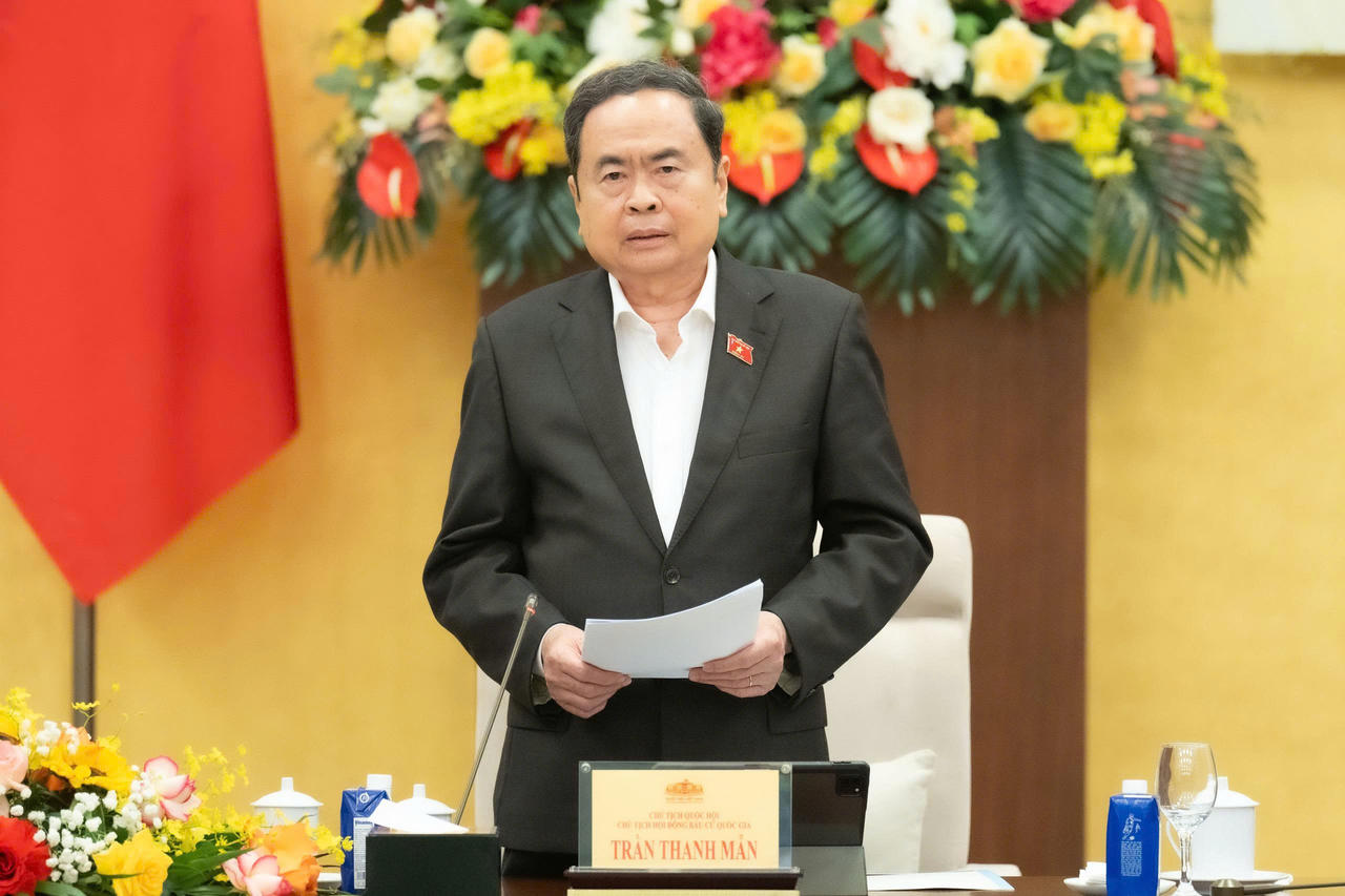 Chủ tịch Quốc hội Trần Thanh Mẫn ph&aacute;t biểu chỉ đạo Hội nghị.