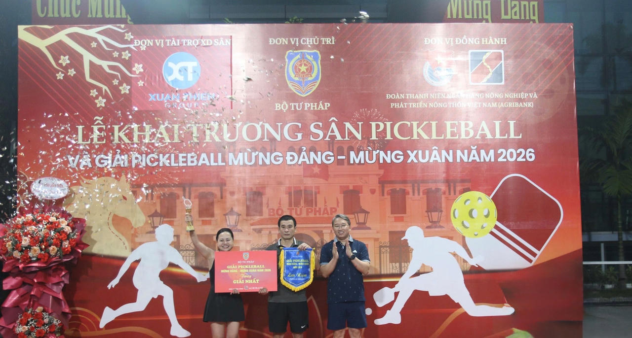 Bộ Tư ph&aacute;p tổ chức giải Pickleball mừng Đảng - mừng Xu&acirc;n năm 2026