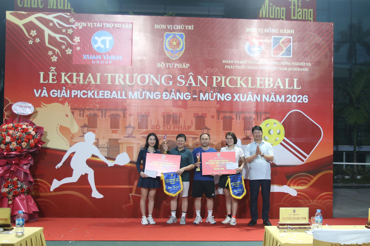 Bộ Tư ph&aacute;p tổ chức giải Pickleball mừng Đảng - mừng Xu&acirc;n năm 2026