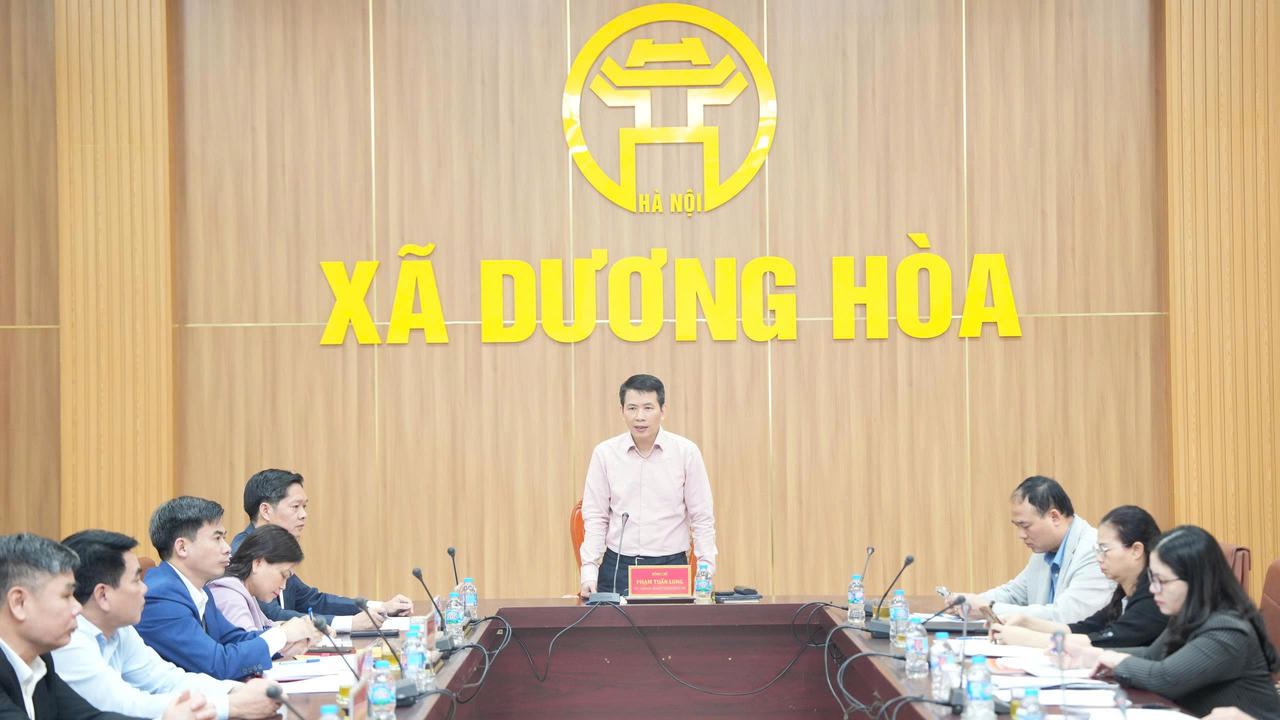 &Ocirc;ng Phạm Tuấn Long - Th&agrave;nh uỷ vi&ecirc;n, Gi&aacute;m đốc Sở Văn ho&aacute; - Thể thao H&agrave; Nội kết luận buổi l&agrave;m việc với x&atilde; Dương H&ograve;a.