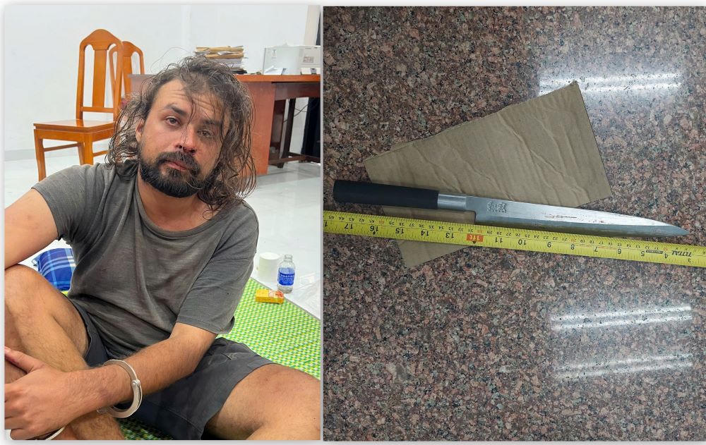 Đối tượng Damian Shrimanker c&ugrave;ng tang vật.