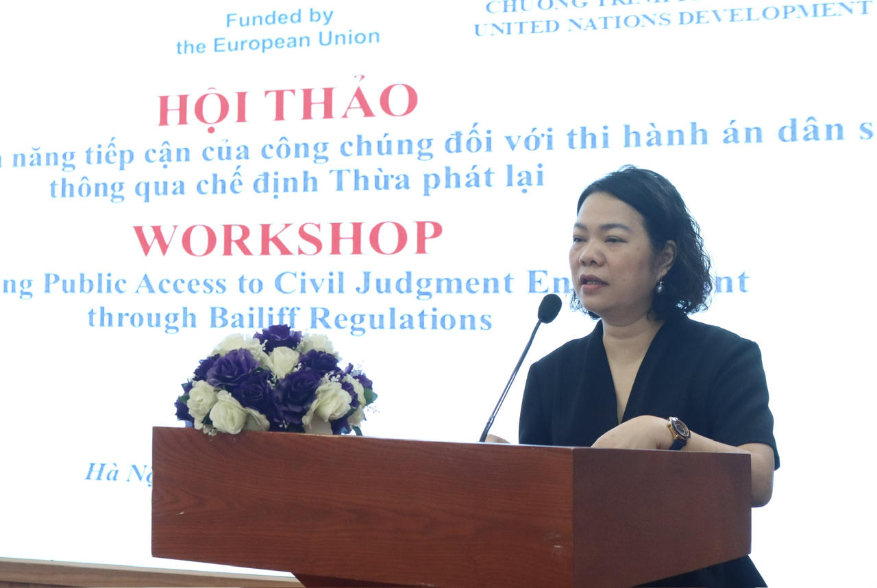 B&agrave; Nguyễn Thị Thanh Hải, Cố vấn trưởng Dự &aacute;n EU JULE II, UNDP Việt Nam phát bi&ecirc;̉u.