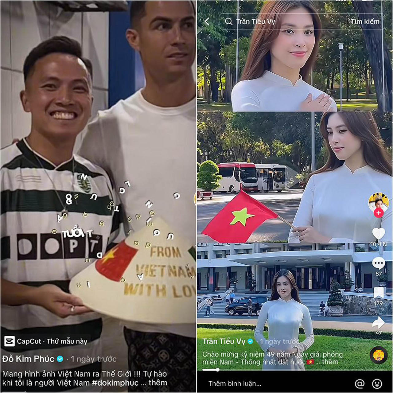 C&aacute;c clip lan toả t&igrave;nh y&ecirc;u nước tr&ecirc;n nền tảng TikTok  được hưởng ứng v&agrave; nhận được nhiều lượt y&ecirc;u th&iacute;ch. (Ảnh chụp fb)
