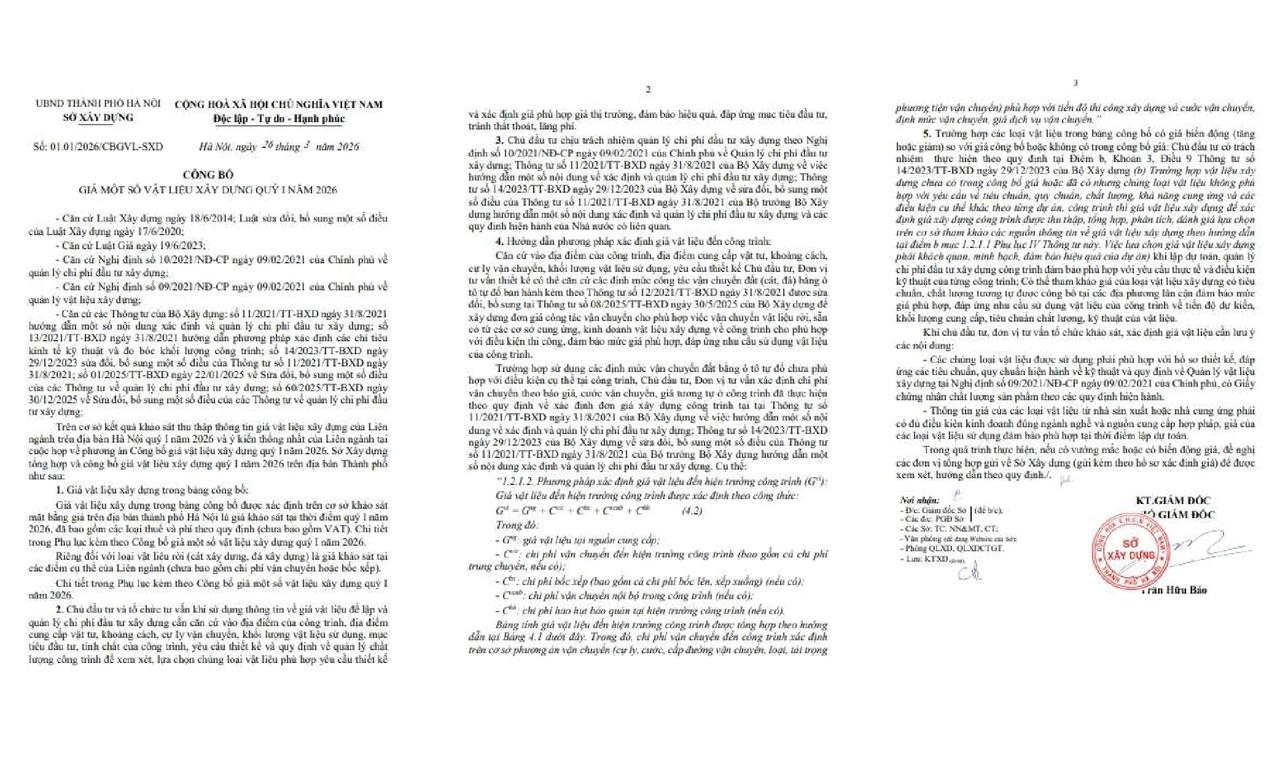 Sở X&acirc;y dựng TP. H&agrave; Nội cũng lưu &yacute; c&aacute;c đơn vị khi tham khảo bảng gi&aacute; c&ocirc;ng bố để &aacute;p dụng v&agrave;o thực tế.