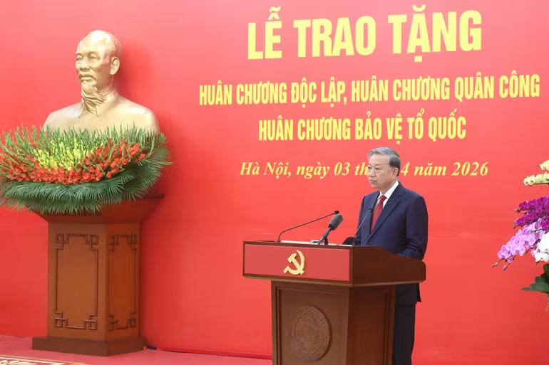 Tổng B&iacute; thư T&ocirc; L&acirc;m ph&aacute;t biểu tại buổi lễ. (Ảnh: nhandan.vn)