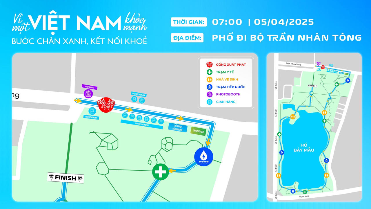 Cung đường&nbsp;Giải đi bộ &ldquo;V&igrave; một Việt Nam khỏe mạnh &ndash; Bước ch&acirc;n xanh, kết nối khỏe&rdquo;. (Ảnh: BTC)