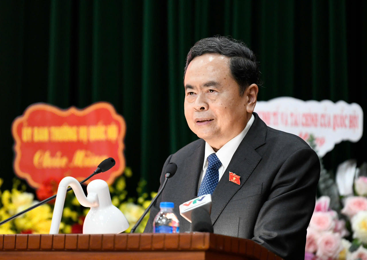 Chủ tịch Quốc hội Trần Thanh Mẫn ph&aacute;t biểu tại Hội nghị.