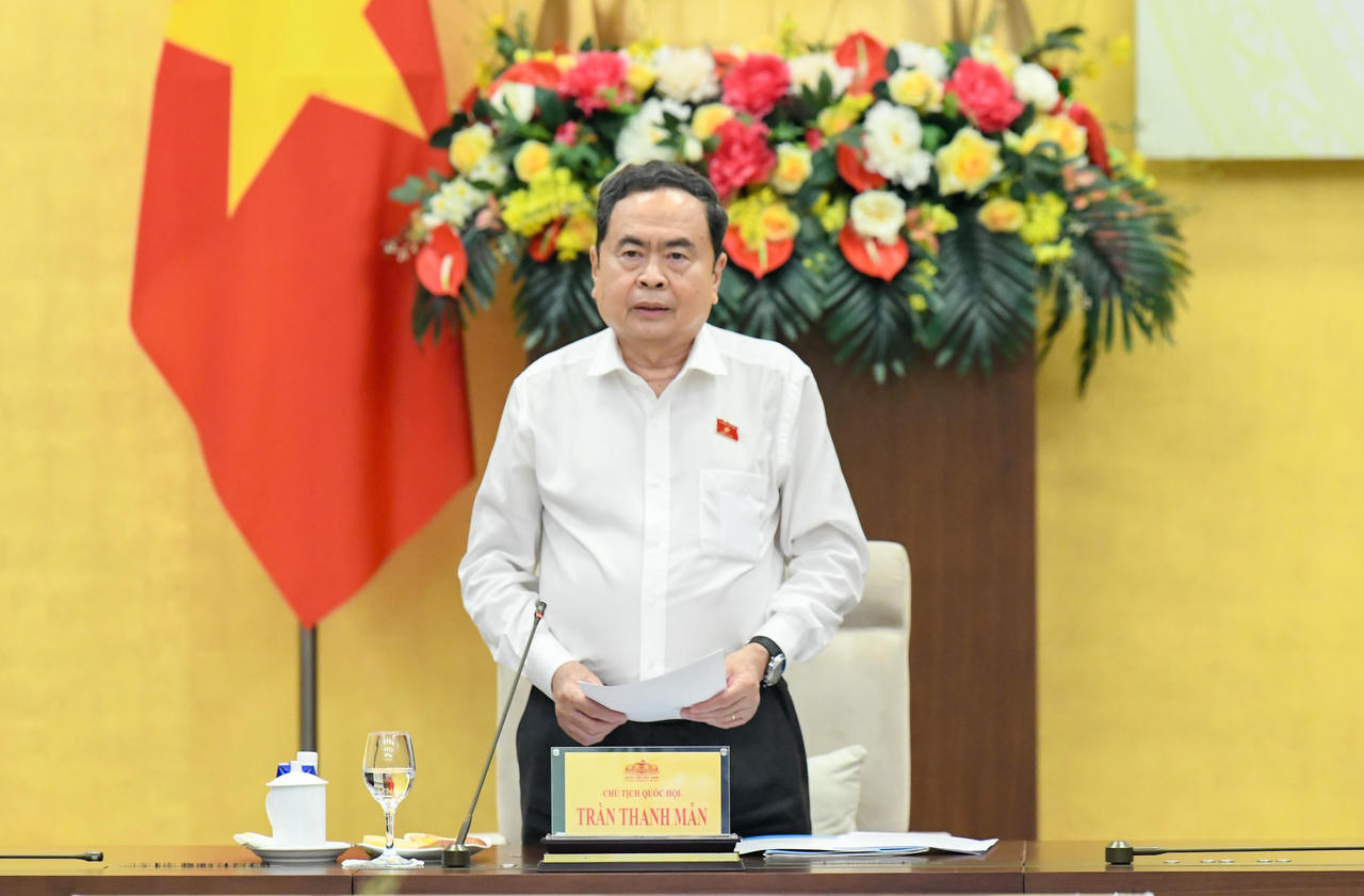 Chủ tịch Quốc hội Trần Thanh Mẫn ph&aacute;t biểu chỉ đạo.