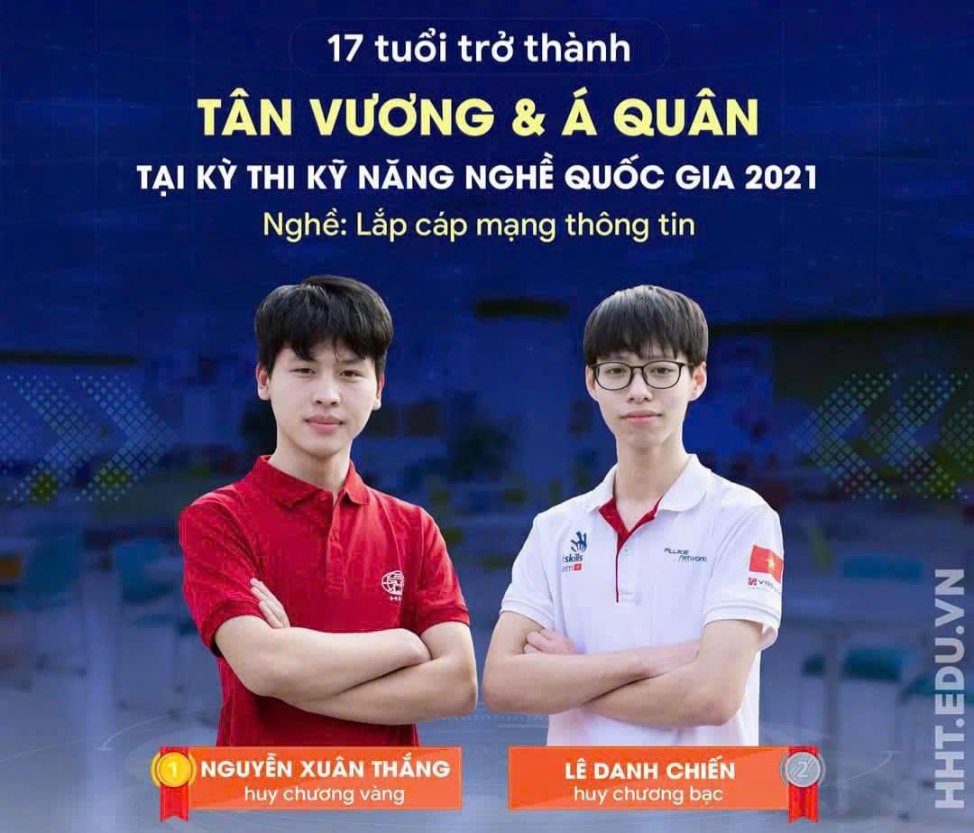 Học sinh Nguyễn Xu&acirc;n Thắng v&agrave; L&ecirc; Danh Chiến gi&agrave;nh giải nhất v&agrave; nh&igrave; tại&nbsp;Kỳ thi Kỹ năng nghề Quốc gia.