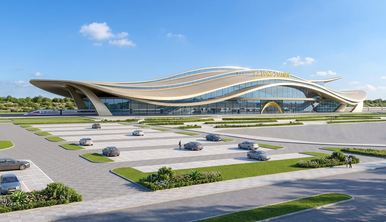 Thủ tướng Chính phủ Lê Minh Hưng nhấn nút khởi công Dự án tuyến đường sắt tốc độ cao Hà Nội - Quảng Ninh