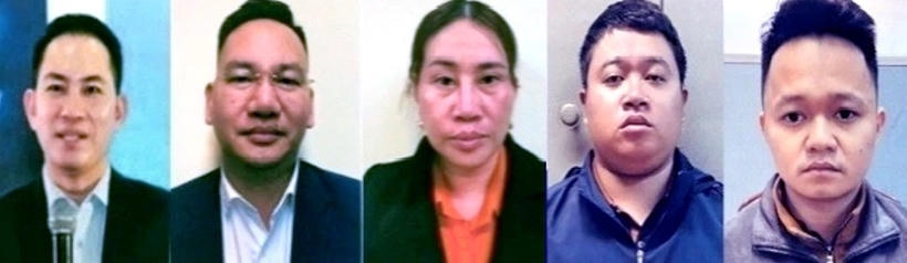 Một số bị can trong vụ &aacute;n. (Ảnh: VKSND H&agrave; Nội)