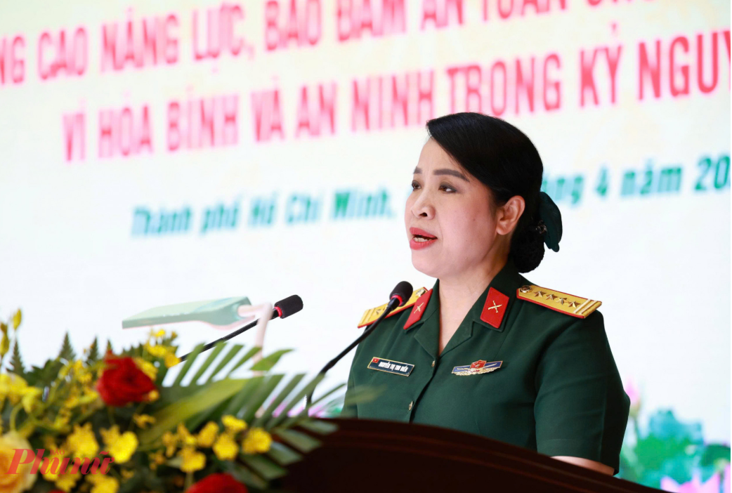 Đại t&aacute; Nguyễn Thị Thu Hiền &ndash; Trưởng ban Phụ nữ Qu&acirc;n đội - Ủy vi&ecirc;n thường trực Ban v&igrave; sự tiến bộ của phụ nữ Bộ Quốc ph&ograve;ng (Ảnh. Phunuonline)
