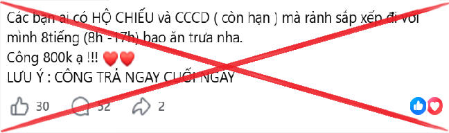 Th&ocirc;ng tin thu&ecirc; người đi mua ngoại tệ được đăng tải tr&ecirc;n mạng x&atilde; hội. (Ảnh: CACC).