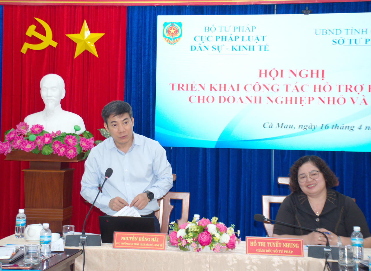 &Ocirc;ng Nguyễn Hồng Hải &ndash; Cục trưởng Cục Ph&aacute;p luật d&acirc;n sự - kinh tế (Bộ Tư ph&aacute;p), ph&aacute;t biểu kết luận Hội nghị.