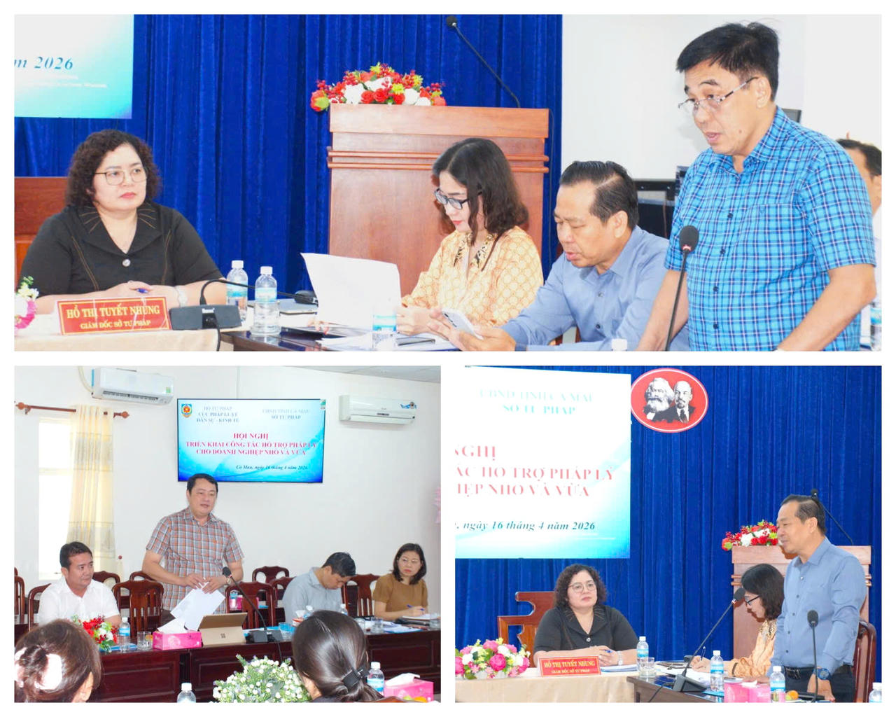 Đại diện l&atilde;nh đạo Sở T&agrave;i ch&iacute;nh, Sở N&ocirc;ng nghiệp v&agrave; M&ocirc;i trường v&agrave; Sở C&ocirc;ng thương, ph&aacute;t biểu, thảo luận tại Hội nghị.