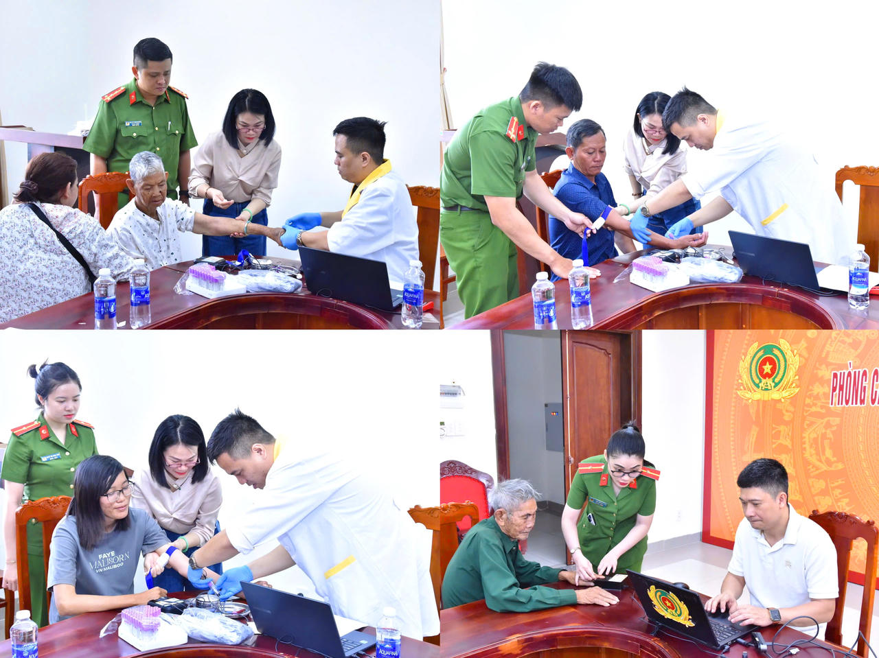 Th&acirc;n nh&acirc;n liệt sĩ được c&aacute;n bộ, chiến sĩ hướng dẫn v&agrave; thu nhận mẫu ADN theo đ&uacute;ng quy tr&igrave;nh.