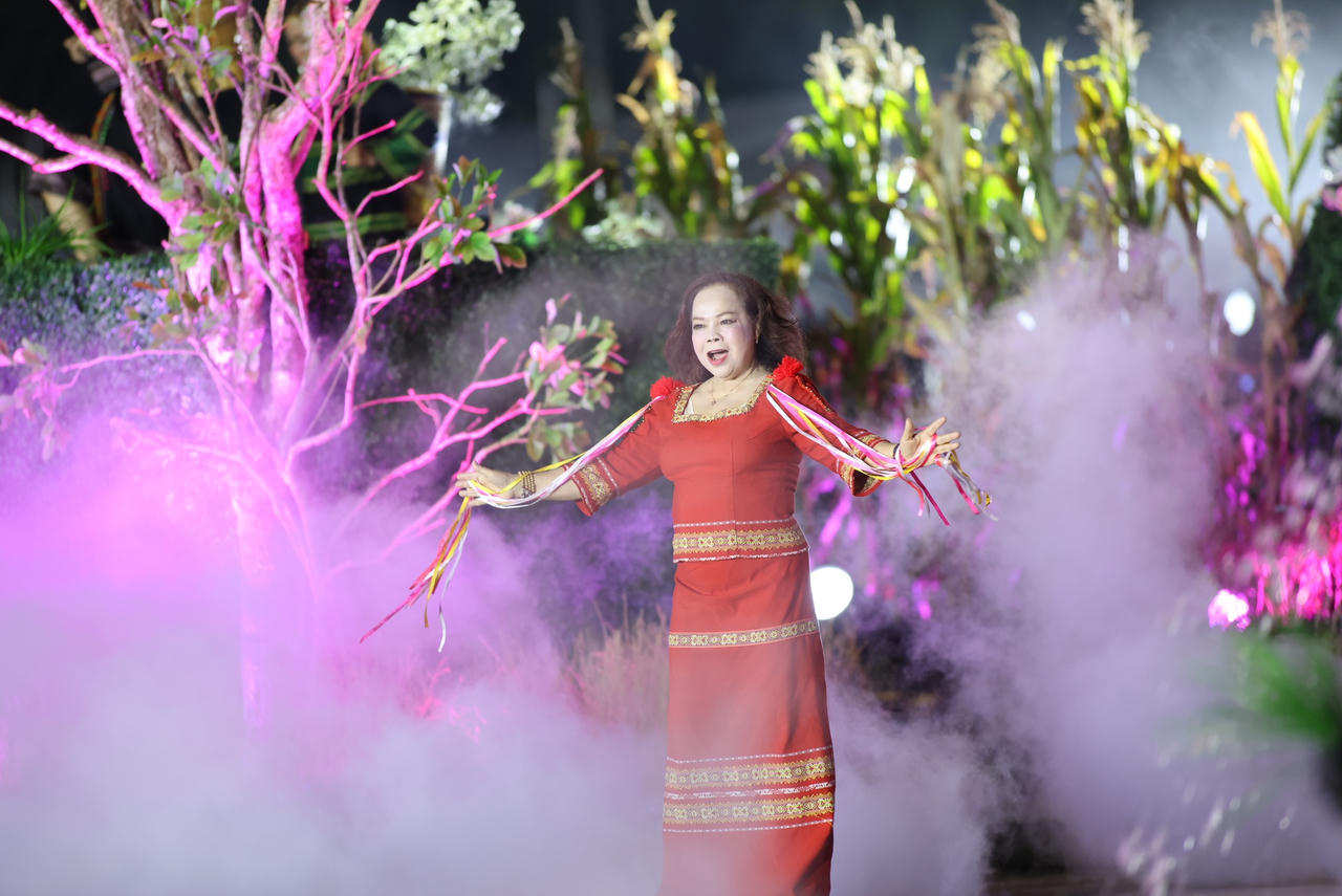 NSND Rơ Chăm Phiang biểu diễn trong chương tr&igrave;nh nghệ thuật &ldquo;Đại ng&agrave;n reo&rdquo;.&nbsp;(Ảnh: H&agrave; Ch&iacute;nh)