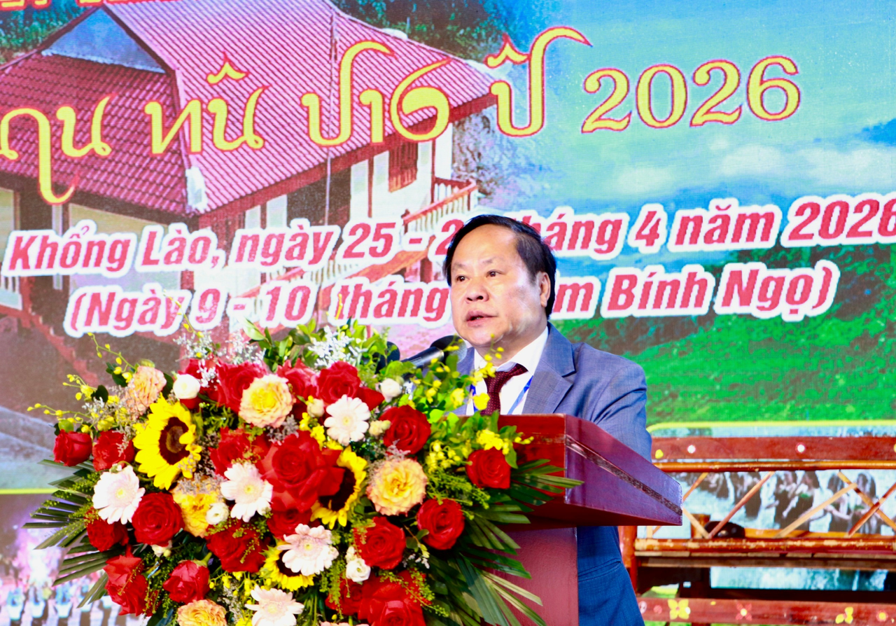 &Ocirc;ng Tống Thanh Hải &ndash; Ph&oacute; Chủ tịch Thường trực UBND tỉnh Lai Ch&acirc;u ph&aacute;t biểu tại lễ khai mạc.