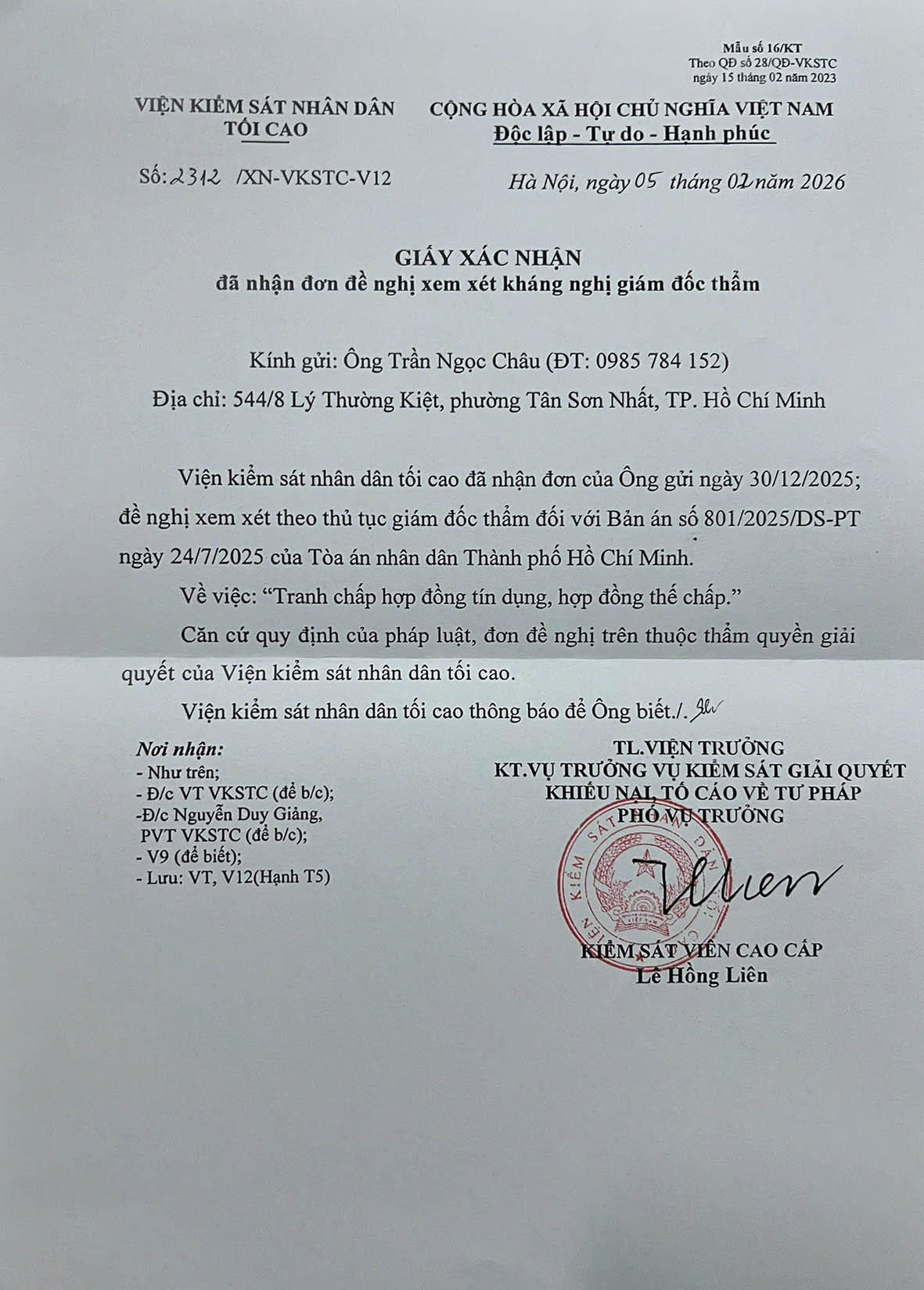 Văn bản của VKSND tối cao. (Ảnh: B.Y&ecirc;n)