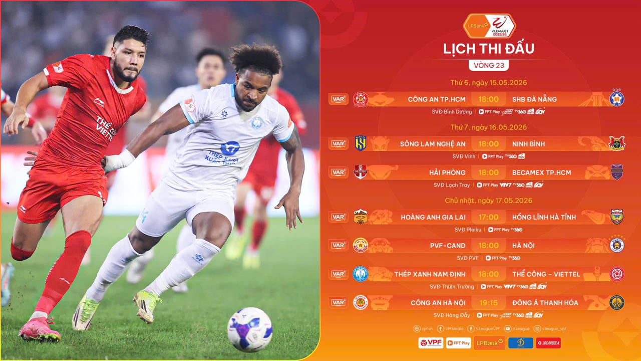 V&ograve;ng 23 V.League 2025/26: C&ocirc;ng an TPHCM tiếp đ&oacute;n Đ&agrave; Nẵng ở trận đấu sớm