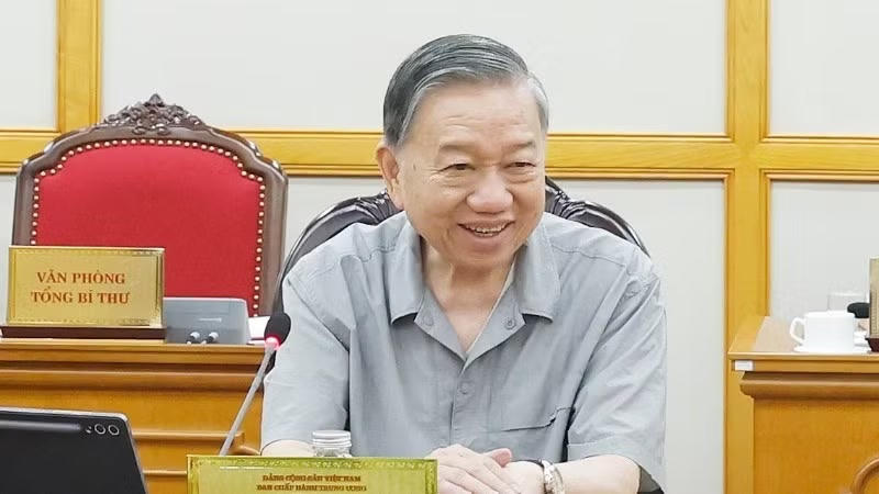 Tổng B&iacute; thư, Chủ tịch nước T&ocirc; L&acirc;m ph&aacute;t biểu chỉ đạo. Ảnh: TTXVN