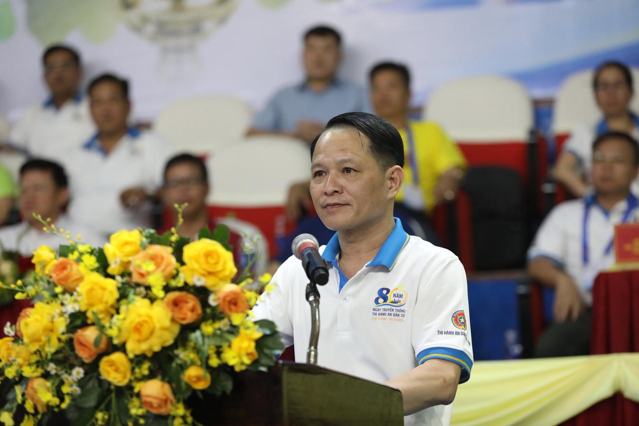 Đồng ch&iacute; Nguyễn Văn H&ograve;a &ndash; B&iacute; thư Đảng ủy, Trưởng Thi h&agrave;nh &aacute;n d&acirc;n sự Th&agrave;nh phố Hồ Ch&iacute; Minh ph&aacute;t biểu
