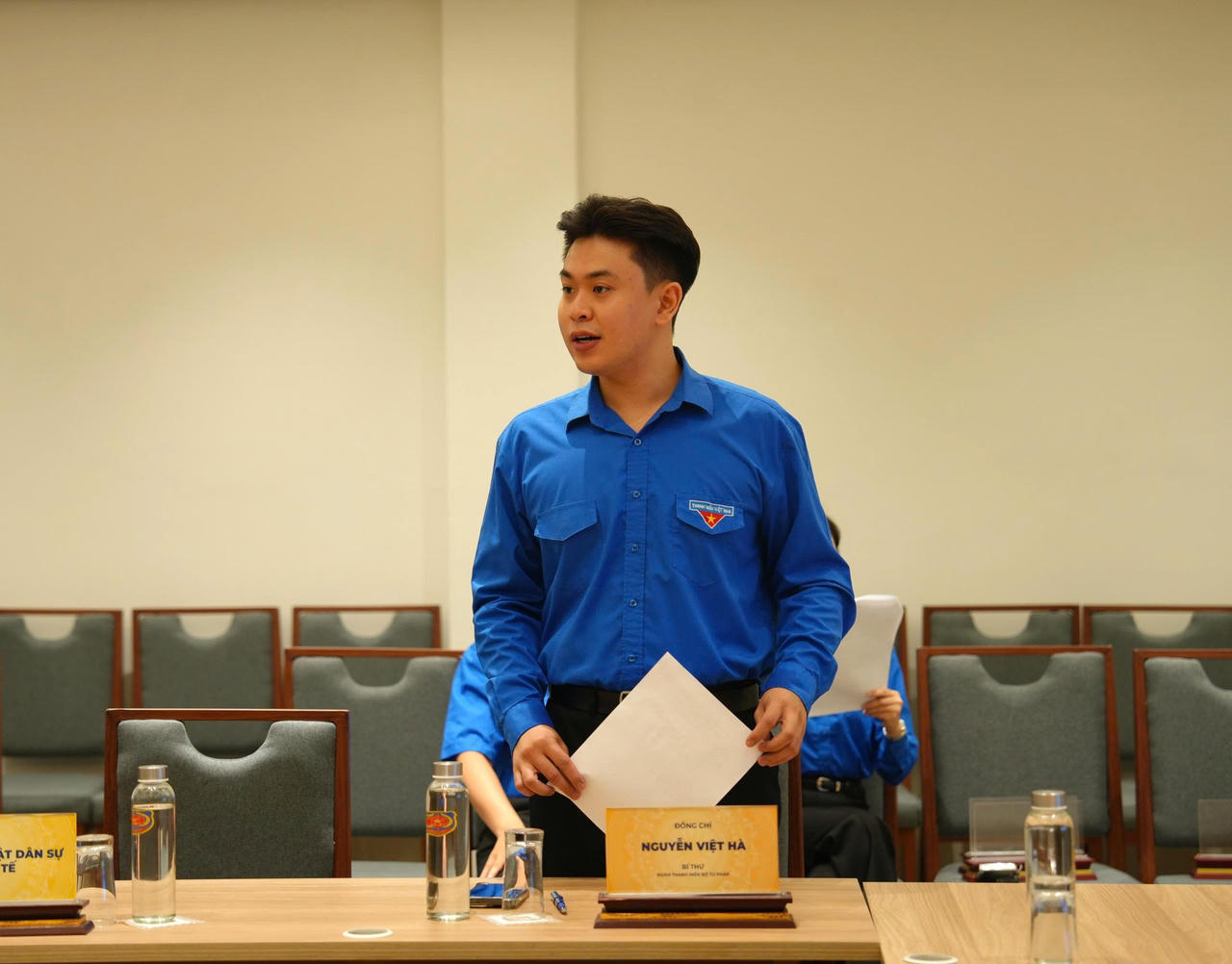 B&iacute; thư Đo&agrave;n Bộ Tư ph&aacute;p Nguyễn Việt H&agrave; ph&aacute;t biểu.