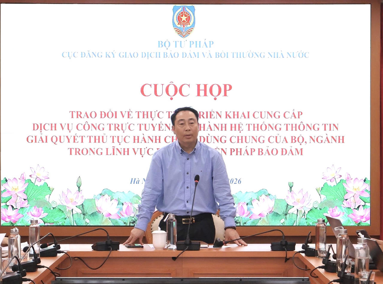 Cục trưởng Cục Đăng k&yacute; giao dịch bảo đảm v&agrave; Bồi thường nh&agrave; nước L&ecirc; Vệ Quốc ph&aacute;t biểu