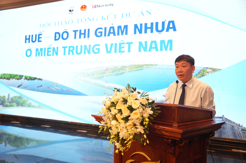 Vụ trưởng Vụ Hợp t&aacute;c Quốc tế, Bộ N&ocirc;ng nghiệp v&agrave; M&ocirc;i trường Nguyễn Đỗ Anh Tuấn ph&aacute;t biểu tại Hội thảo.