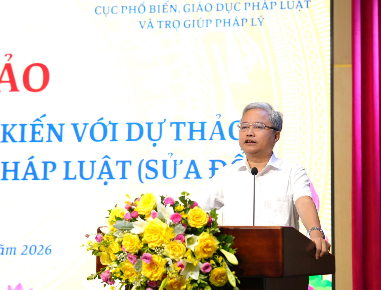 Ph&oacute; B&iacute; thư chuy&ecirc;n tr&aacute;ch Đảng ủy Bộ Tư ph&aacute;p Nguyễn Quang Th&aacute;i ph&aacute;t biểu chỉ đạo