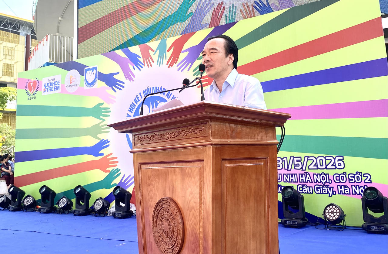 &Ocirc;ng Ng&ocirc; S&aacute;ch Thực, Ủy vi&ecirc;n Đo&agrave;n Chủ tịch Ủy ban Trung ương MTTQ Việt Nam, Chủ tịch Hội Bảo trợ người khuyết tật v&agrave; trẻ mồ c&ocirc;i Việt Nam ph&aacute;t biểu tại buổi lễ. (Ảnh: PV)
