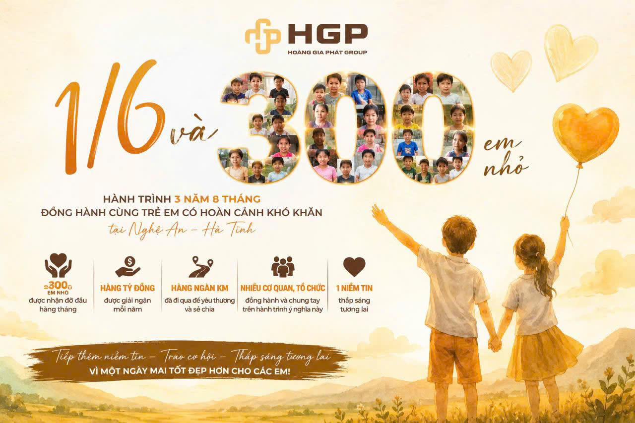 300 đứa trẻ, 300 tuổi thơ được Ho&agrave;ng Gia Ph&aacute;t Group đỡ đầu tiếp sức trong h&agrave;nh tr&igrave;nh tương lai