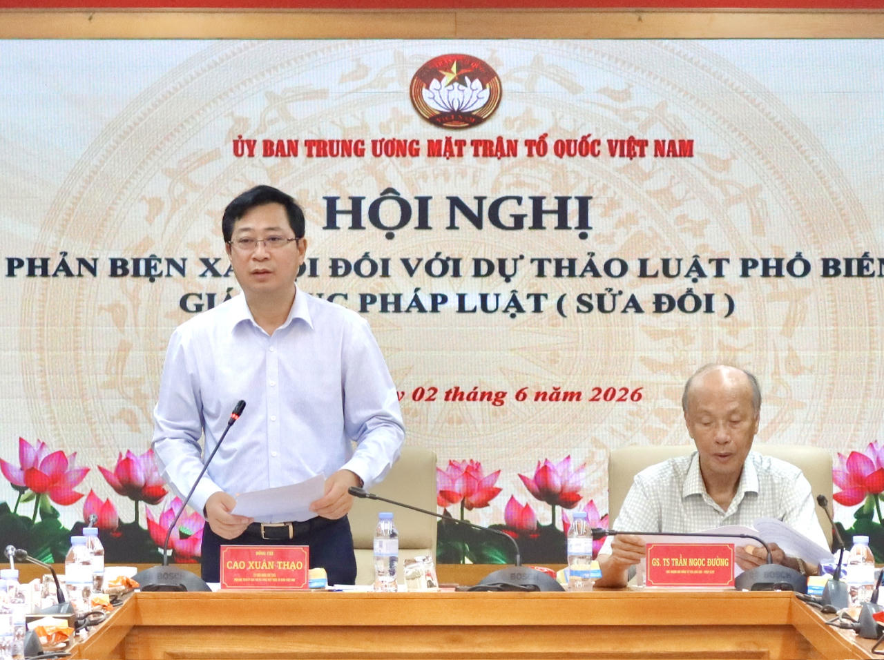 &Ocirc;ng Cao Xu&acirc;n Thạo, Ph&oacute; Chủ tịch Ủy ban Trung ương Mặt trận tổ quốc Việt Nam ph&aacute;t biểu