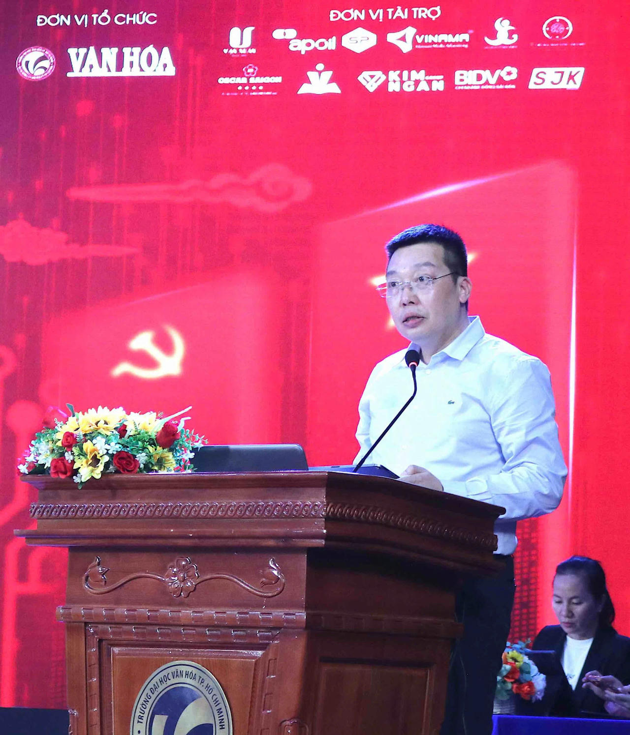TS. Nguyễn Anh Vũ, Tổng Bi&ecirc;n tập B&aacute;o Văn h&oacute;a, Trưởng Ban Tổ chức nhấn mạnh vị tr&iacute; của văn h&oacute;a trong tổng thể chiến lược ph&aacute;t triển đất nước.