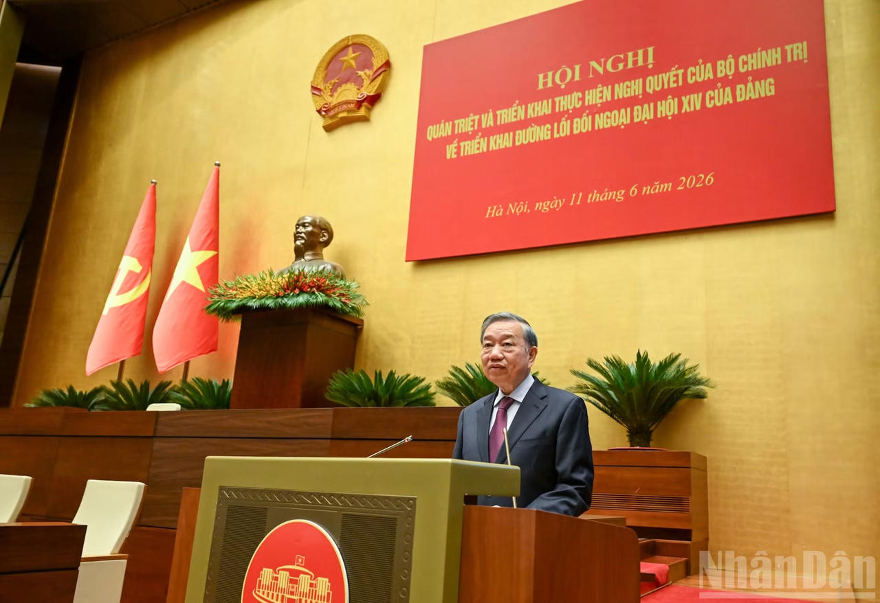 Tổng B&iacute; thư, Chủ tịch nước T&ocirc; L&acirc;m ph&aacute;t biểu chỉ đạo tại hội nghị. (Ảnh: nhandan.vn)