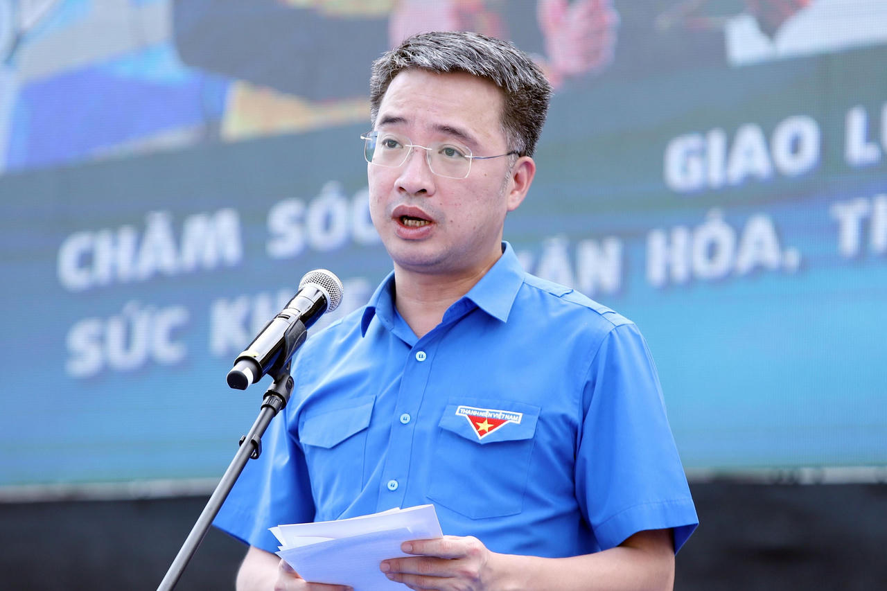 &Ocirc;ng Nguyễn Tường L&acirc;m, B&iacute; thư Trung ương Đo&agrave;n, Chủ tịch Trung ương Hội Li&ecirc;n hiệp Thanh ni&ecirc;n Việt Nam ph&aacute;t biểu khai mạc tại Ng&agrave;y hội