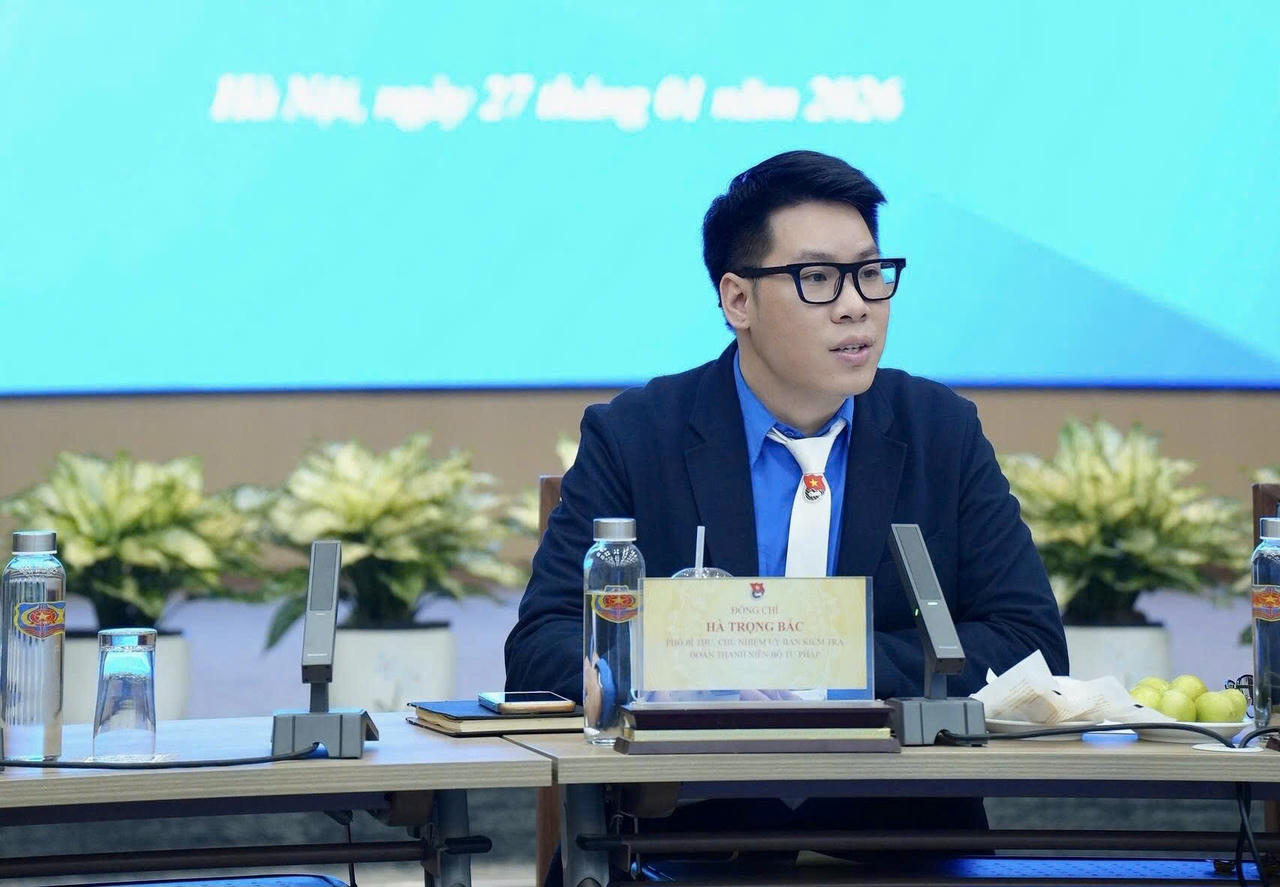 Ths. H&agrave; Trọng Bắc - Ph&oacute; B&iacute; thư, Chủ nhiệm Ủy ban Kiểm tra Đo&agrave;n TNCS Hồ Ch&iacute; Minh Bộ Tư ph&aacute;p.