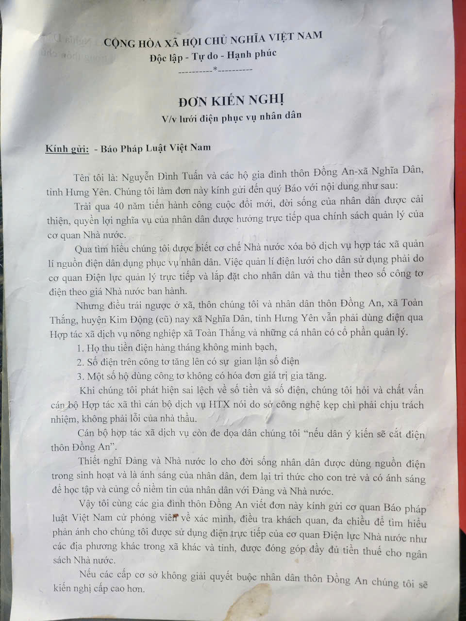 Nhiều hộ dân ở Nghĩa Dân (Hưng Yên) mong muốn được sử dụng điện trực tiếp từ ngành điện lực