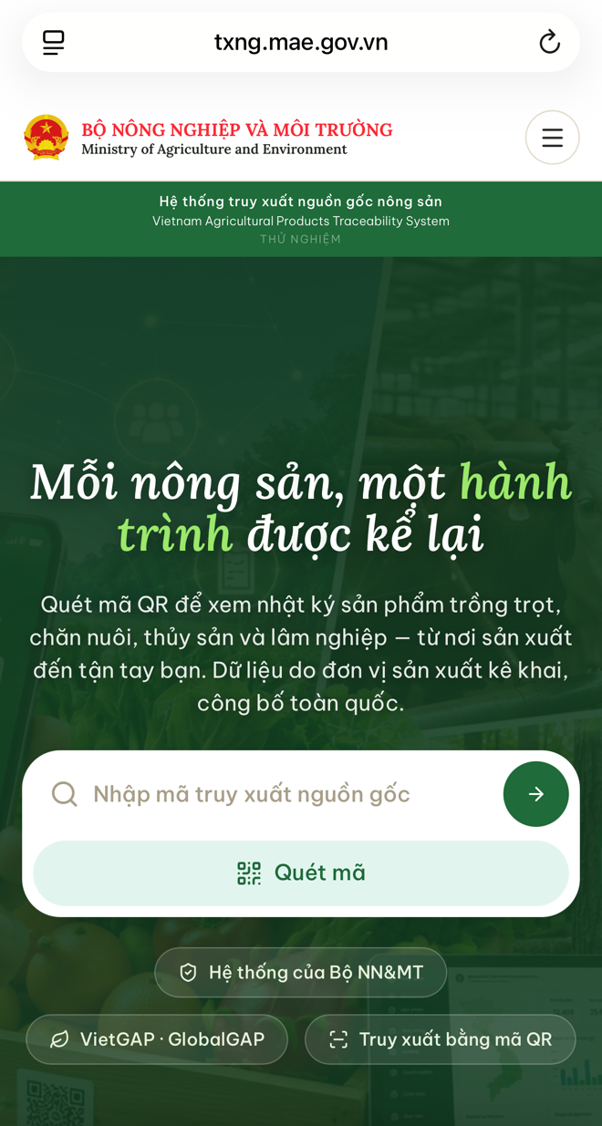 Hệ thống truy xuất nguồn gốc nông sản Việt Nam chính thức hoạt động
