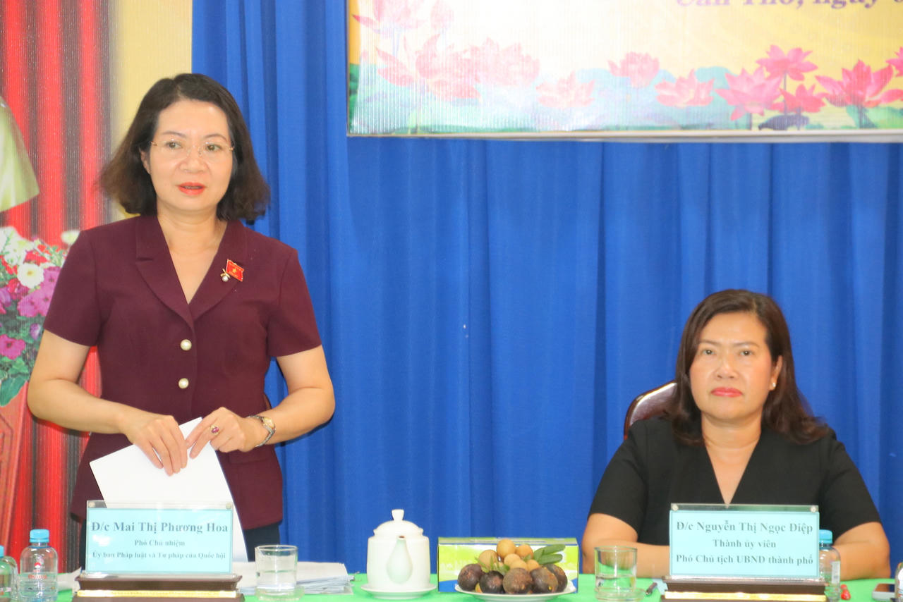 &nbsp;B&agrave; Mai Thị Phương Hoa - Ph&oacute; Chủ nhiệm Ủy ban Ph&aacute;p luật v&agrave; Tư ph&aacute;p của Quốc hội ghi nhận v&agrave; đ&aacute;nh gi&aacute; cao kết quả TP Cần Thơ đ&atilde; đạt được