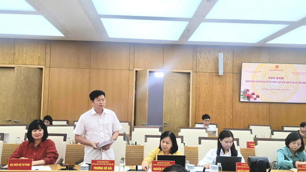 PGS. TS. Trương Hồ Hải, Uỷ vi&ecirc;n chuy&ecirc;n tr&aacute;ch Uỷ ban Tư ph&aacute;p v&agrave; Ph&aacute;p luật của Quốc hội ph&aacute;t biểu tại Toạ đ&agrave;m