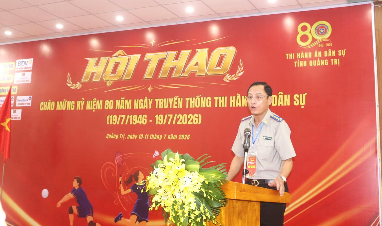 &Ocirc;ng Nguyễn Văn Tuấn, Trưởng Thi h&agrave;nh &aacute;n d&acirc;n sự tỉnh Quảng Trị ph&aacute;t biểu khai mạc Hội thao.