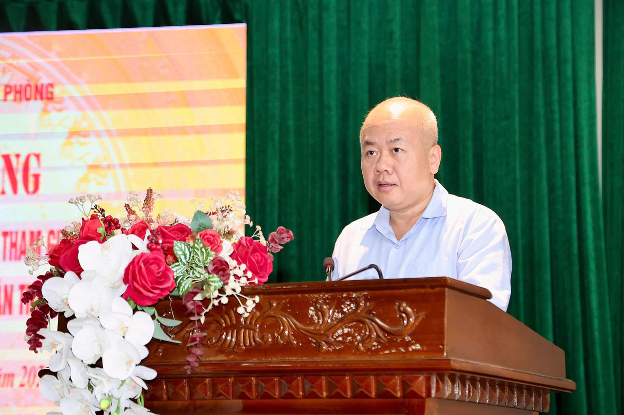 Chủ tịch UBND TP Hải Ph&ograve;ng Đỗ Th&agrave;nh Trung ph&aacute;t biểu tại buổi lễ.